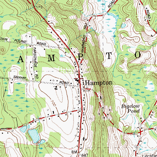 Topographic Map of Hampton Congregational Church, CT