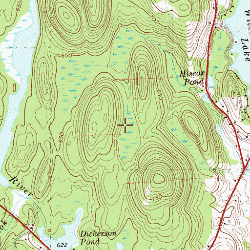 Topographic Map of Hiscox Hill, CT