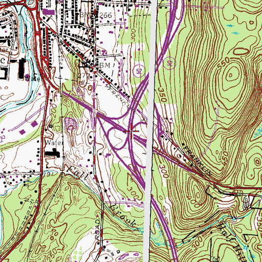 Topographic Map of Interchange 91, CT