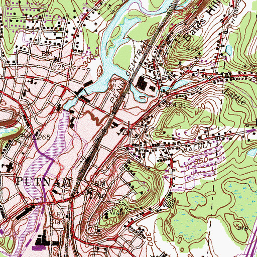 Topographic Map of Israel Putnam School, CT