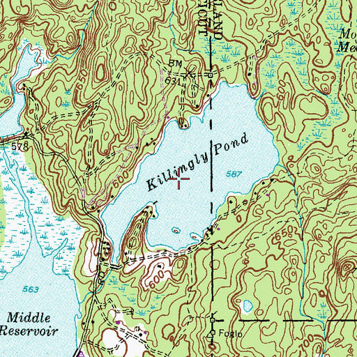 Topographic Map of Killingly Pond State Park Reserve, CT
