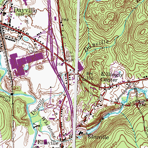 Topographic Map of Killingly Shopping Center, CT