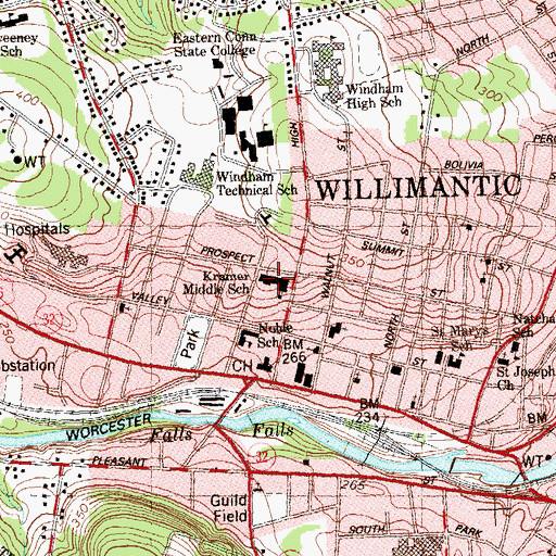 Topographic Map of Kramer Middle School, CT