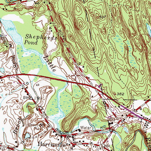 Topographic Map of Little River Plaza Shopping Center, CT