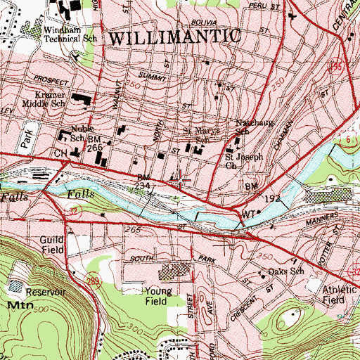 Topographic Map of Main Street Historic District, CT