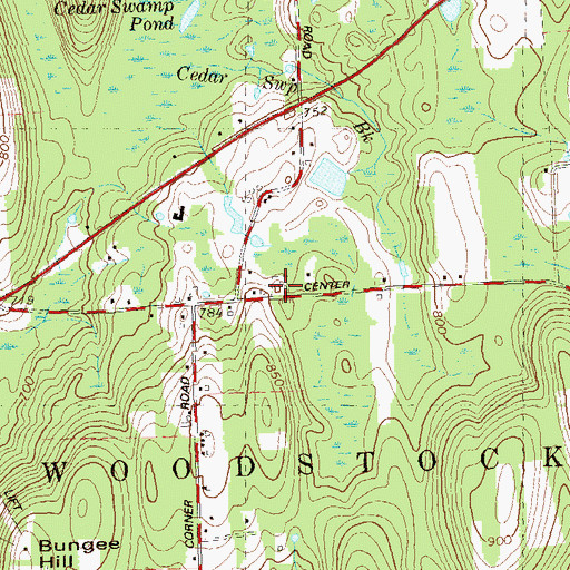 Topographic Map of Marcy Cemetery, CT