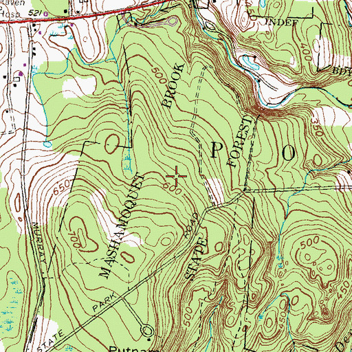 Topographic Map of Mashamoquet Brook State Park, CT