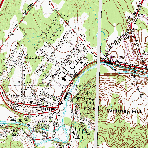 Topographic Map of Moosup Baptist Church, CT