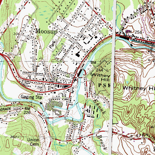 Topographic Map of Moosup Post Office, CT