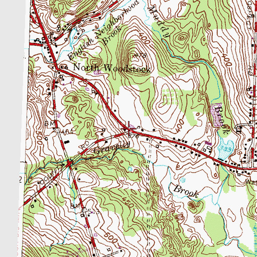 Topographic Map of Muddy Brook Fire Department Station 75, CT