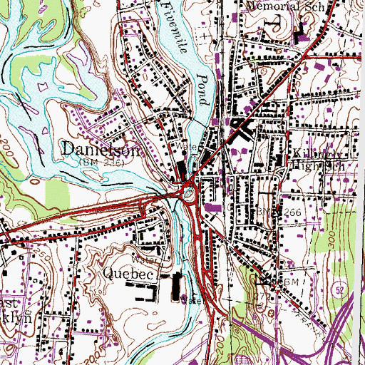 Topographic Map of Nashawaug, CT