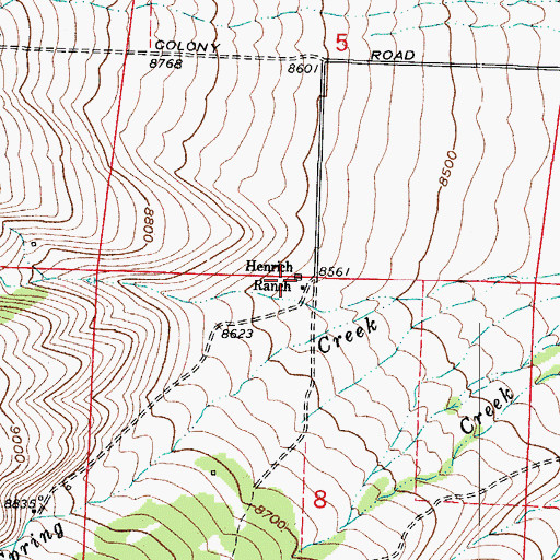 Topographic Map of Henrich Ranch, CO