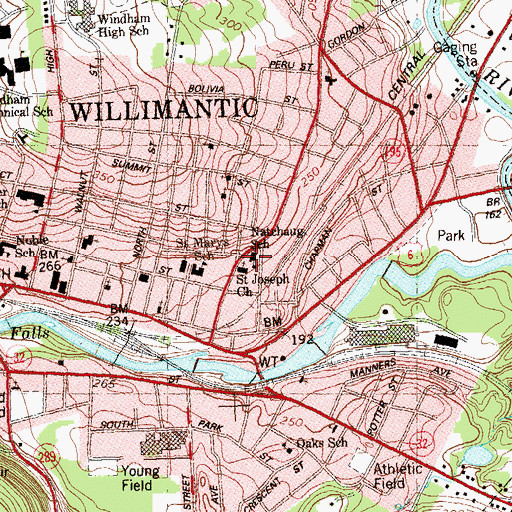 Topographic Map of Natchaug School, CT