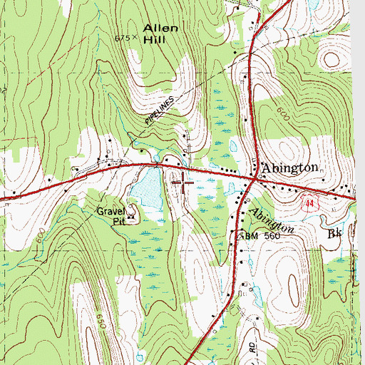 Topographic Map of Abington Cemetery, CT