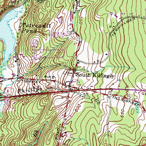 Topographic Map of South Killingly Cemetery, CT