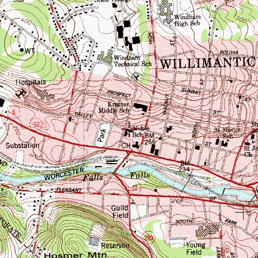 Topographic Map of Noble School, CT