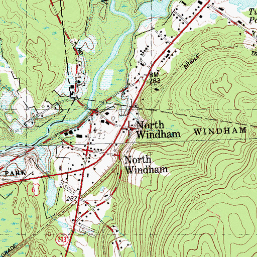 Topographic Map of North Windham Post Office, CT