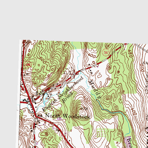 Topographic Map of North Woodstock Cemetery, CT