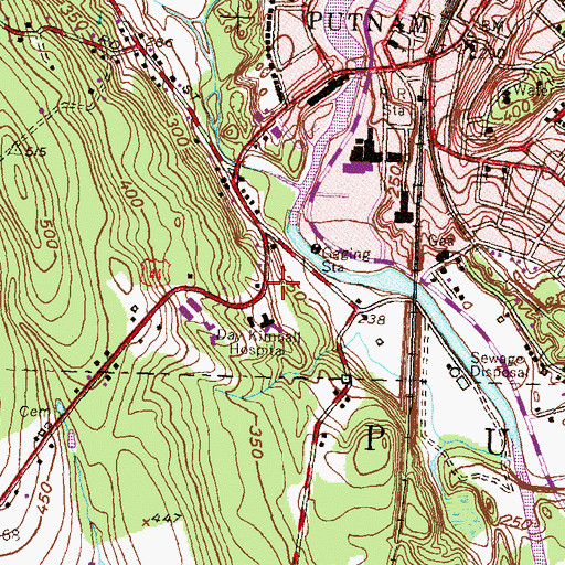 Topographic Map of Old Killingly Burial Ground, CT