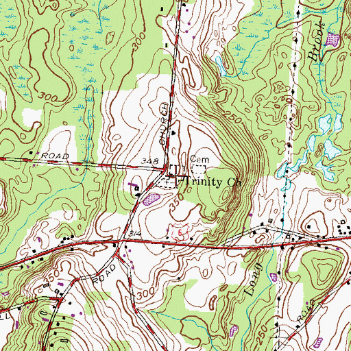 Topographic Map of Old Trinity Church Cemetery, CT