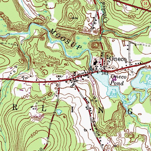 Topographic Map of Oneco Post Office, CT