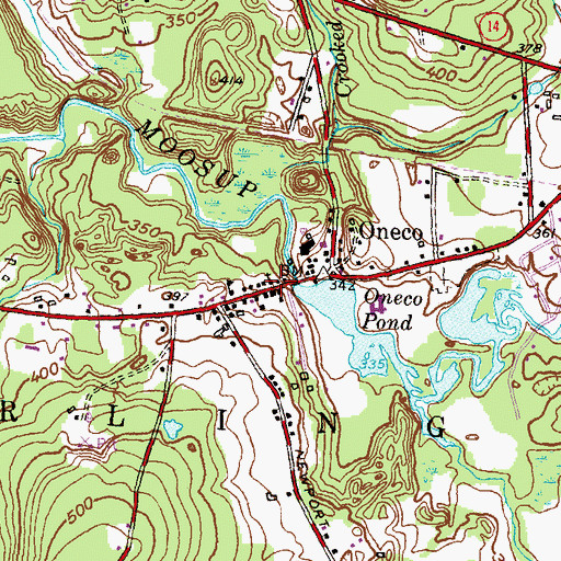 Topographic Map of Oneco United Methodist Church, CT