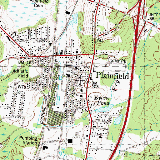 Topographic Map of Open Bible Baptist Church, CT
