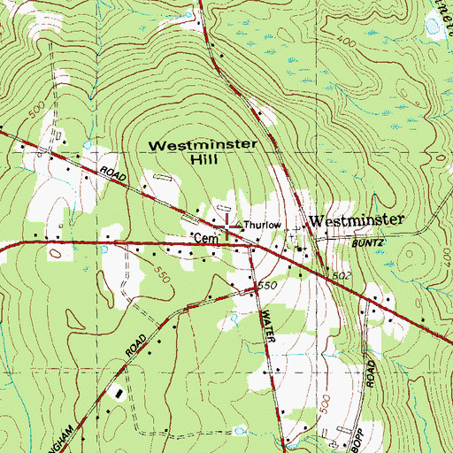 Topographic Map of Park Cemetery, CT