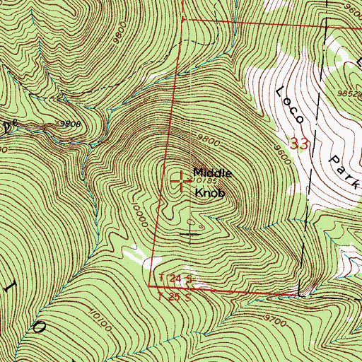 Topographic Map of Middle Knob, CO