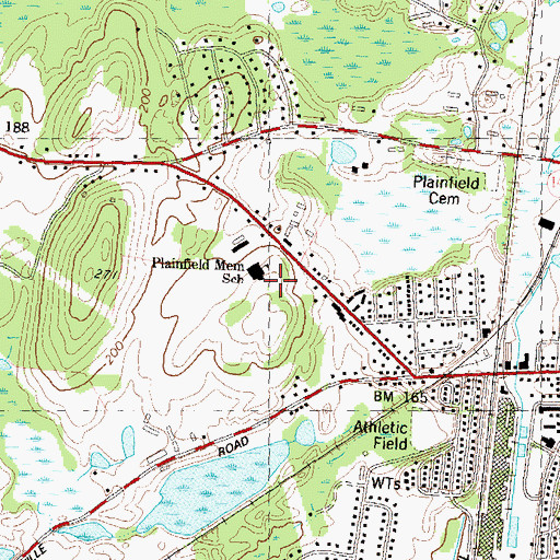 Topographic Map of Plainfield Central School, CT