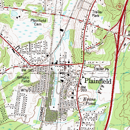 Topographic Map of Plainfield Public Library, CT