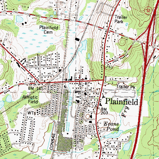 Topographic Map of Plainfield Street Historic District, CT