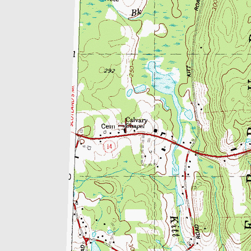 Topographic Map of Plains Cemetery, CT
