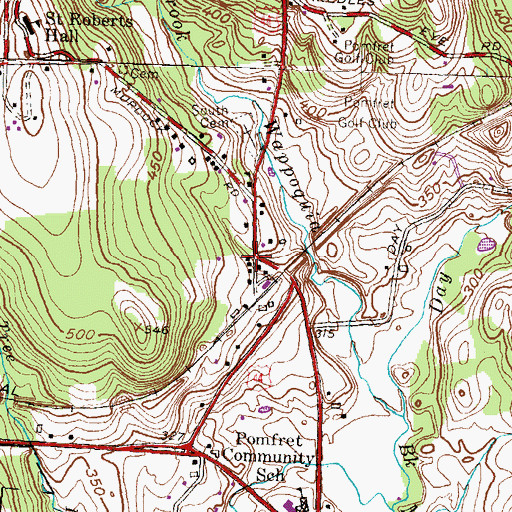 Topographic Map of Pomfret Center Post Office (historical), CT