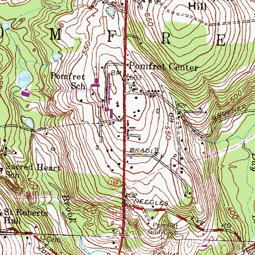 Topographic Map of Pomfret Free Library, CT