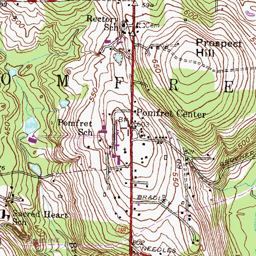 Topographic Map of Pomfret Hill, CT