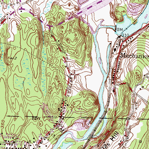 Topographic Map of Putnam Baptist Church, CT
