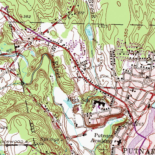 Topographic Map of Putnam Elementary School, CT