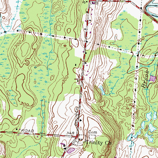 Topographic Map of Putnam Elms, CT