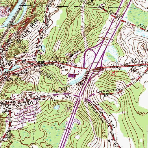 Topographic Map of Putnam Plaza Shopping Center, CT