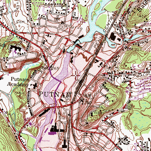 Topographic Map of Putnam Public Library, CT