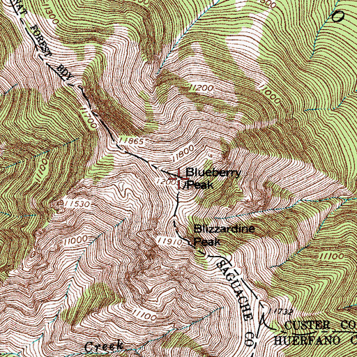 Topographic Map of Blueberry Peak, CO