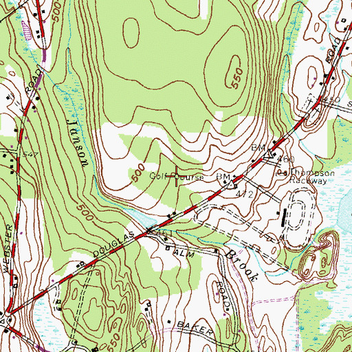 Topographic Map of Raceway Golf Course, CT