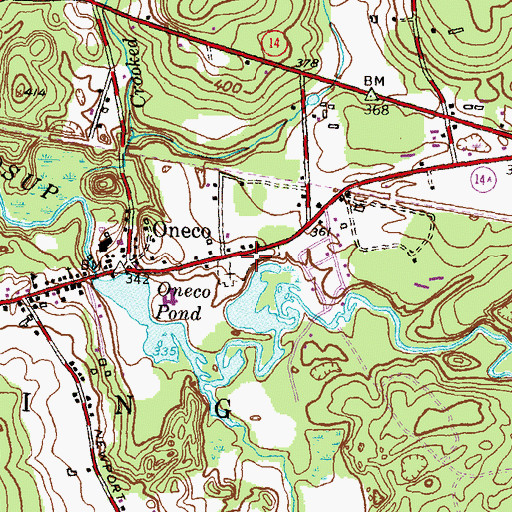 Topographic Map of Riverside Cemetery, CT