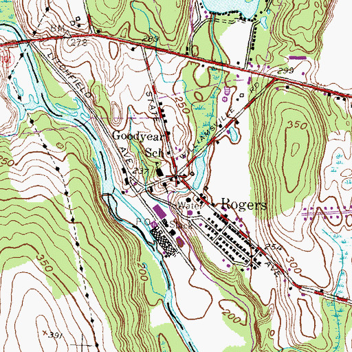 Topographic Map of Rogers Post Office, CT