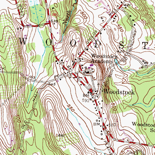 Topographic Map of Roseland Cottage, CT