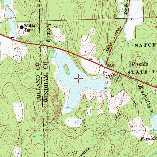 Topographic Map of Rychlings Pond, CT