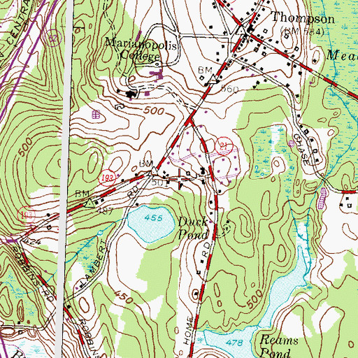 Topographic Map of Sacred Heart Church, CT
