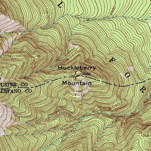 Topographic Map of Huckleberry Mountain, CO