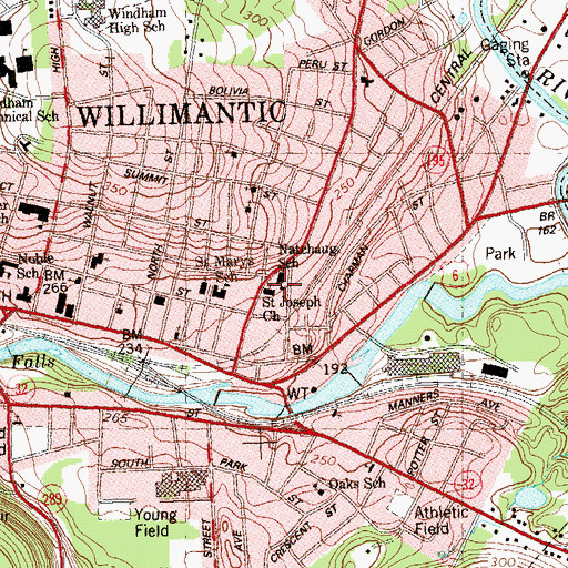 Topographic Map of Saint Joseph Church, CT